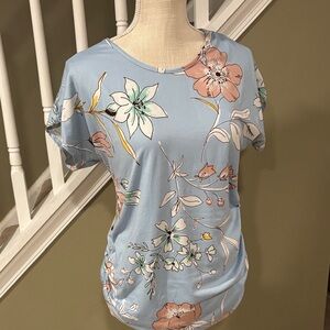 Floral Print Women's Top - Blue and Pink